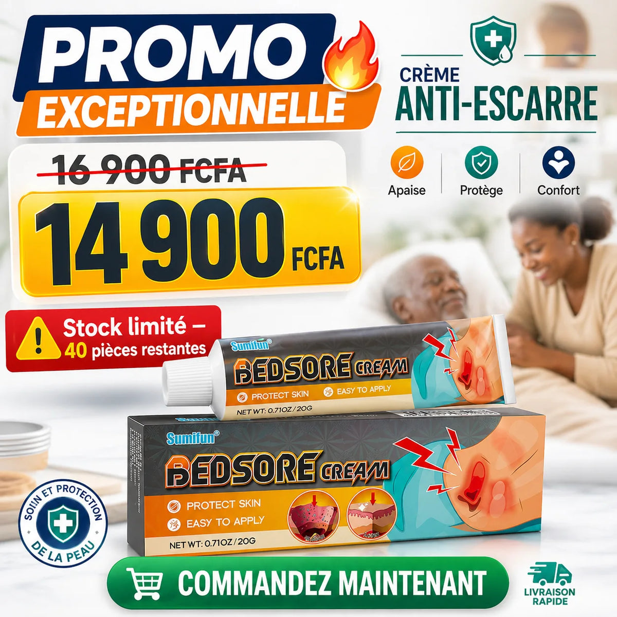 🧴 Crème BEDSORE™ – La solution innovante pour les plaies diabétiques